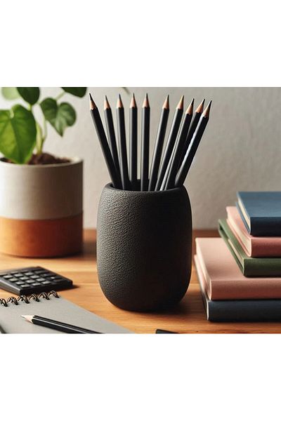 Rekatech Black Leather Textured Pen Holder
