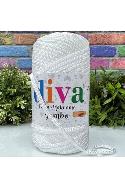 Diva İplik 250 gr Jumbo Λευκό PP Μακραμέ 4 mm 01U01