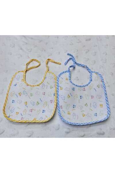 BERKAY Sundan Cotton Baby Food Bib with Nylon Back 2 Pieces 19X24Cm Medium Size