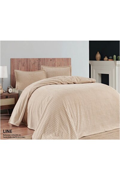 Merinos Modern Line 3 Parça Battaniye Seti Bej