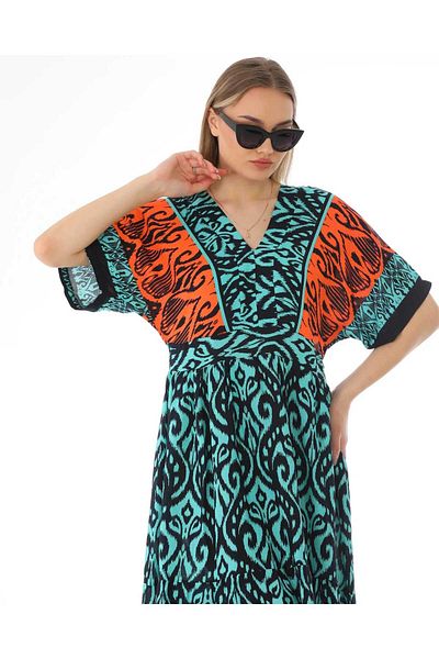 NAVY Rochie multicoloră din viscoză cu decolteu în V cu mâneci scurte