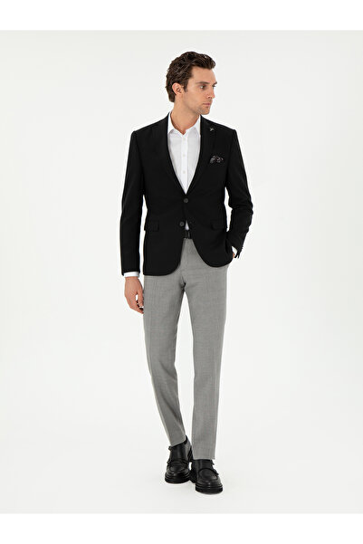 Cacharel Siyah Slim Fit Yün Karışımlı Klasik Ceket 50306044-VR046