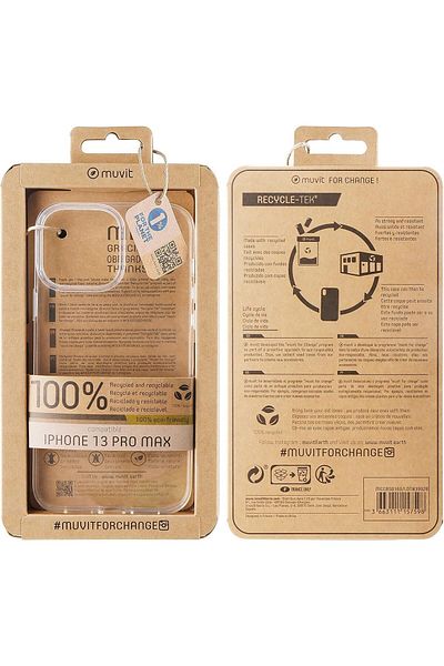 Muvit جراب شفاف فعال من أجل التغيير من RECYCLETEK لهاتف IPHONE 13 PRO MAX