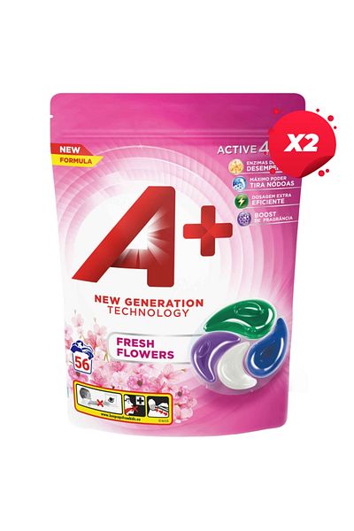 A Detergent X2 - A  DETERGENT CAPSULES 56 PIECES FRESH FLOWERS