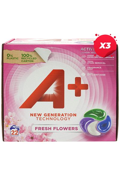 A Detergent X3 - A  DETERGENT CAPSULES  22 PIECES FRESH FLOWERS
