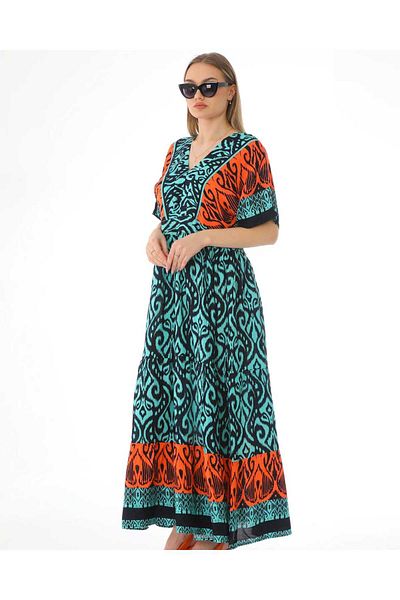 NAVY Rochie multicoloră din viscoză cu decolteu în V cu mâneci scurte