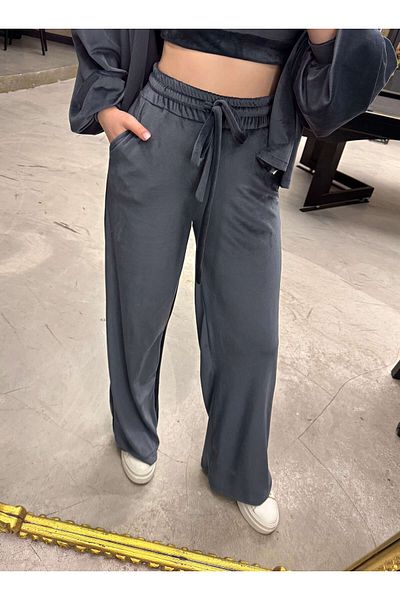missswans Sandara 3-Piece Premium Quality Velvet Set-Indigo Dark Gray