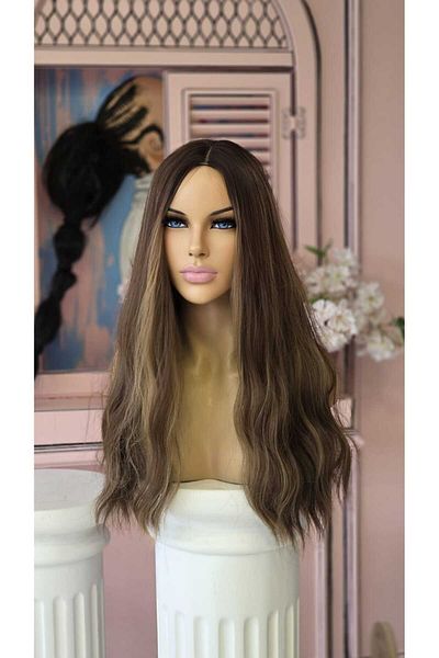 LOLLY PONY شعر مستعار من الألياف الاصطناعية من الألياف الكورية مع تسليط الضوء على بني محمر متموج