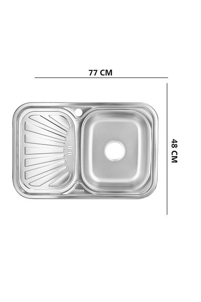 Freddo Chiuveta Bucatarie Sn9030d, Pentru Blat, 77x48cm, Cuva Dreapta, Anticalcar, Inox