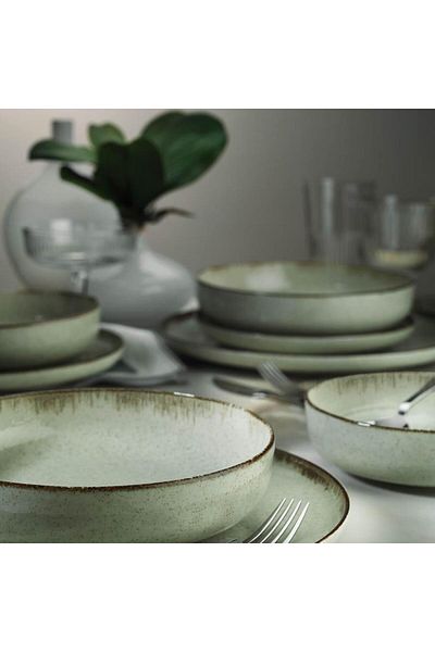 Kütahya Porselen Stolní servis Moderna Dotti, 24 kusů, 6 osob, porcelán, zelená, porcelán kutahya
