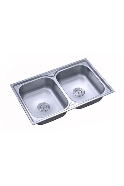 Freddo Chiuveta Freddo SN9027, Pentru blat 80x50 cm, Satinat, 2 cuve, Inox