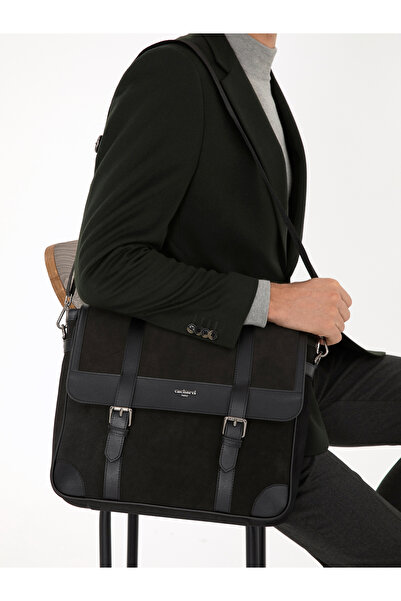Cacharel حقيبة رجالية سوداء مصنوعة من الجلد بنسبة 100% 50305847-VR046