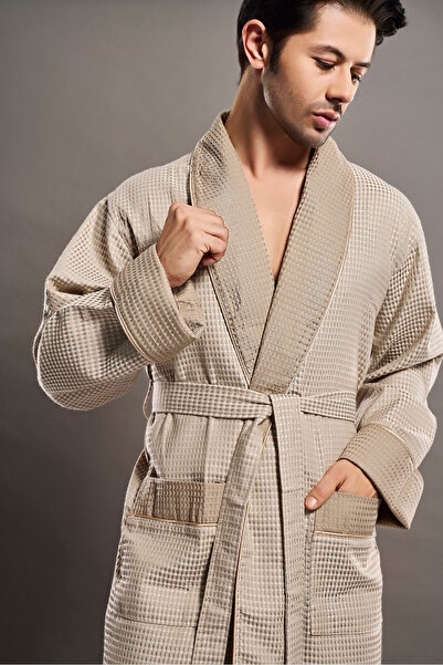 Nuşa Şalyaka Kareli Pike Bambo Cotton Erkek Sabahlık