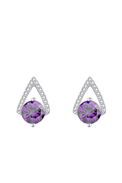 Brezza Lusso Jewelry Timeless Series Işıltı Üçgen Tektaş Gümüş Kadın Küpe