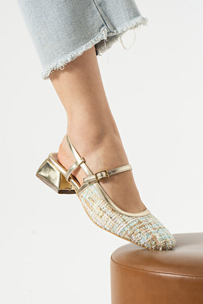 Pretty Girl Women's Colorful Kilim Blunt Toe Belt Detail Short Heeled Women's...