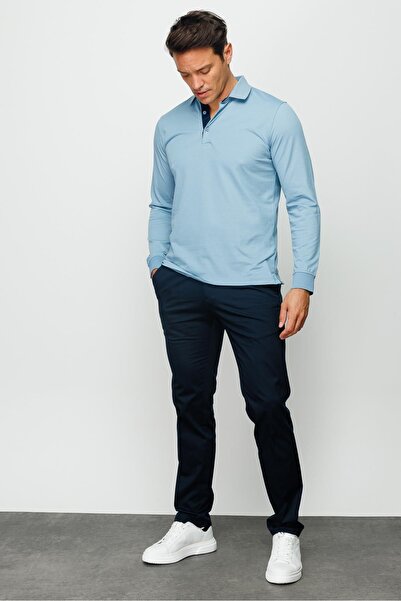 Desen Triko Desen Minimalist Uzun Kol Polo Yaka Erkek Sweatshirt - Rahat ve Şık