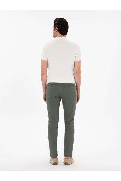 Cacharel Yeşil Slim Fit Dokulu Pamuk Karışımlı Kanvas Pantolon 50300913-VR054