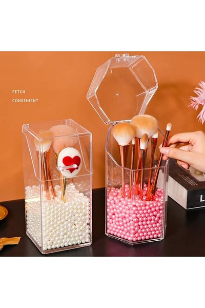 YANROO YANROO hexagonal cosmetic organizer, acrylic, transparent/pink