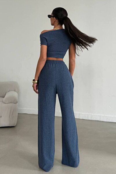 ZISHAN Bluză și pantaloni drapați asimetrici - Seturi de două piese pentru femei de vară 990