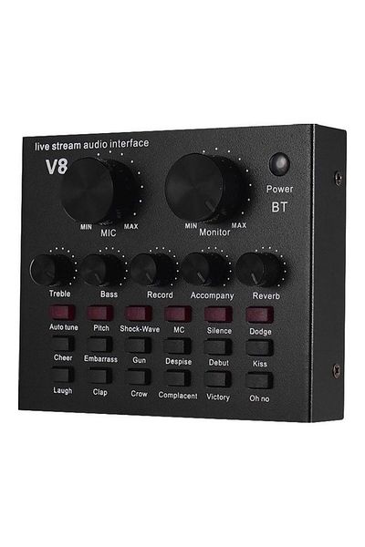 COOYA Professional Intelligent Volume Adjustable Audio Mixer Live V8s Sound Card Black