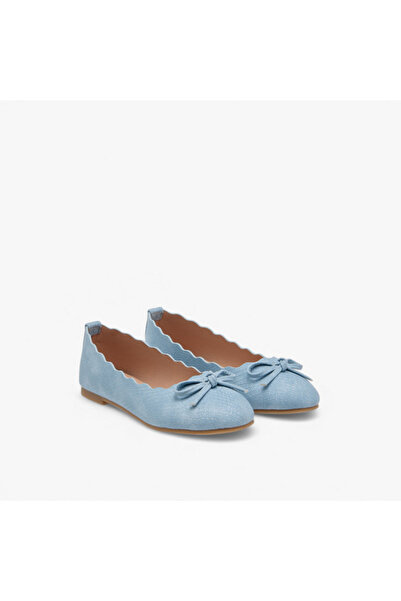 Little Missy Bow Accent Slip-On Ballerina Shoes with Scallop Detail