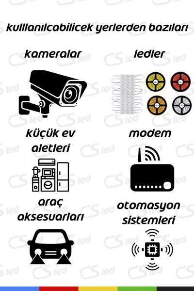 CSled 12V 5A Priz Tipi Adaptör – 5.5x2.5 mm Uçlu, Plastik Kasa, Güvenilir Güç Kaynağı
