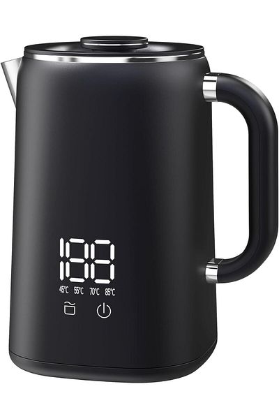COOYA Electric Kettle, BPA-Free, Double Wall 1.7L, 1500W, Auto Shut-Off Boil Dry Protection LED Indicator