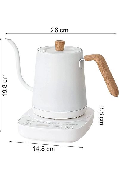 COOYA Electric Gooseneck Kettle, 900ml, 1000W Rapid Heating, Automatic Temperature Control(White)