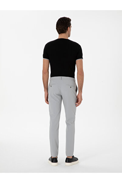 Cacharel Açık Gri Slim Fit Beli Bağcıklı Esnek Klasik Pantolon 50310507-VR001