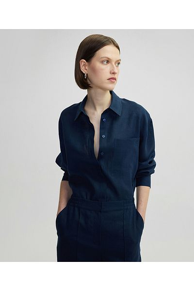 İpekyol Linen Shirt with Hidden Placket