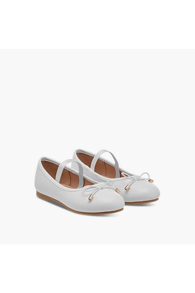 Juniors Bow Accent Ballerina Shoes with Elasticated Strap