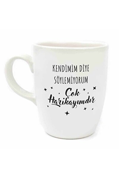 PALTO TASARIM Çok Harikayımdır Krem Oval Kupa - Hediye Seramik Kupa