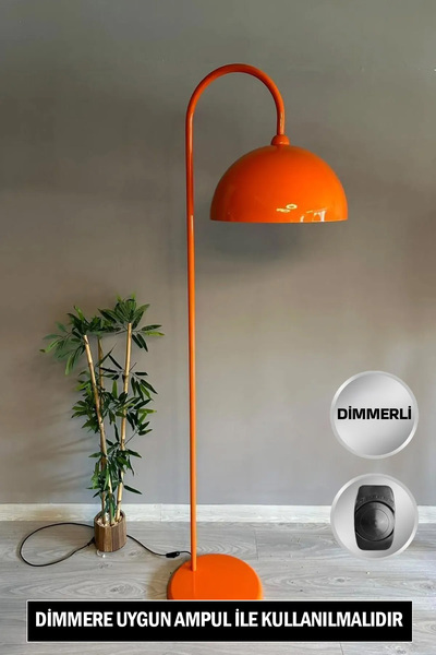 Bamyum Dimmerli Işığı Ayarlanabilen Işığı Artırılıp Azaltılabilen Turuncu Hareketli Başlık Metal Lambader