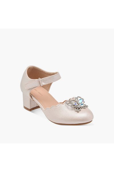 Flora Bella by Shoexpress Flora Bella Embellished Block Heel Shoes with Hook and Loop Closure