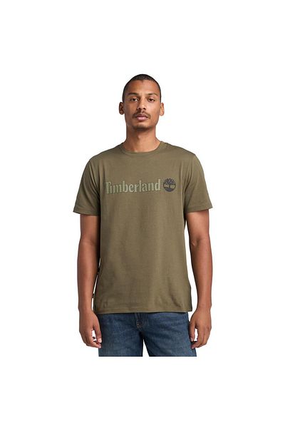 Timberland Linear Logo Men's Khaki Round Neck T-Shirt