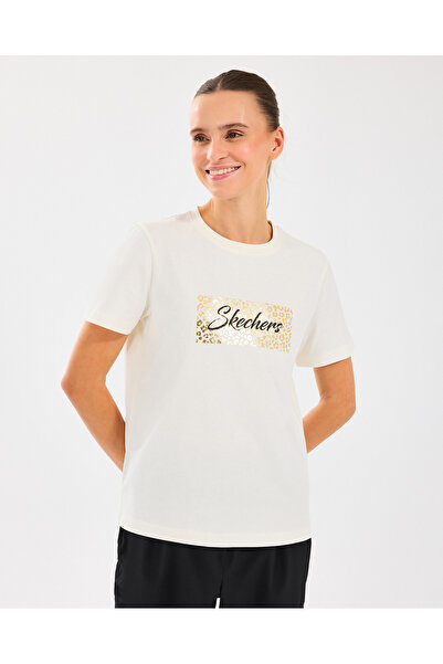 SKECHERS W Regular Fit Graphic Tee T-Shirt Kadın Off White Tshirt S2510141-102