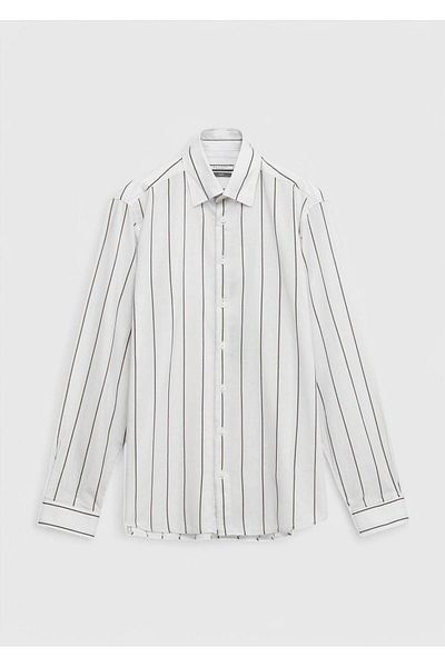 Ramsey Light Gray Printed Casual Fit Woven Casual 100% Cotton Shirt