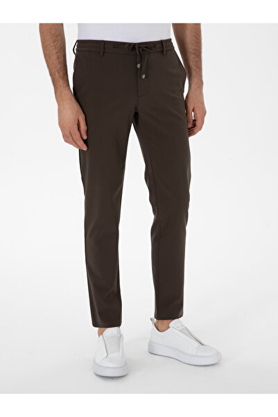 Cacharel Haki Slim Fit Beli Bağcıklı Esnek Klasik Pantolon 50310507-VR027