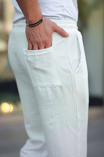 ZENİSO BUTİK Bel Elastic Basic Linen Baggy Pants