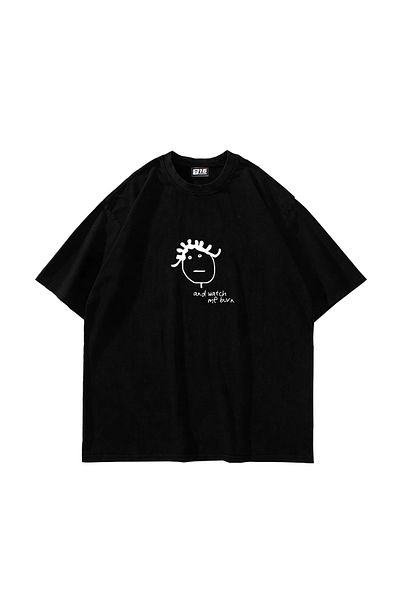 Sekizbiraltı And Watch Me Burn Printed Oversize Unisex Μαύρο Tshirt
