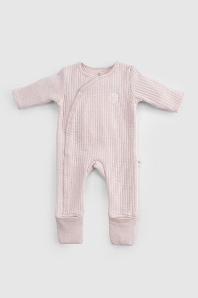 Little Gusto Quilted Pink Baby Romper with Booties and Gloves