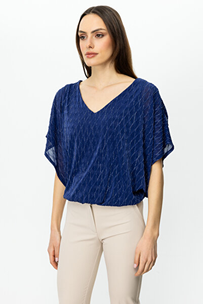 ON Women's V-Neck Oversized Minimalist Blouse - Chiffon Fabric