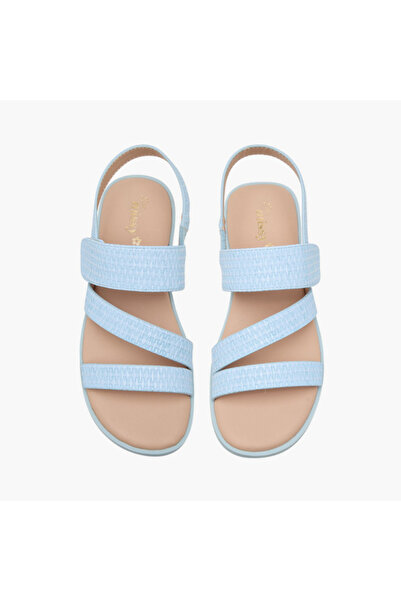 Little Missy Textured Cross Strap Sandals with Hook and Loop Closure