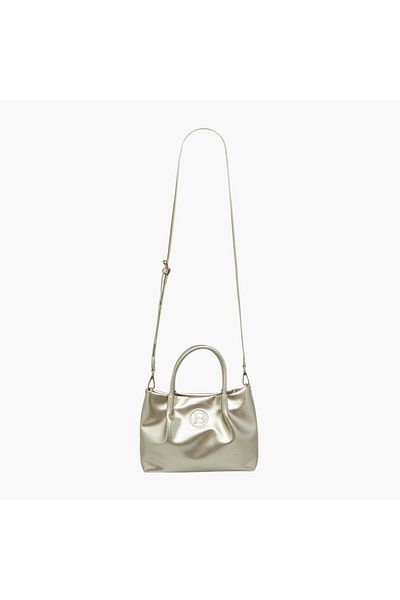 Flora Bella by Shoexpress Logo Embossed Tote Bag with Detachable Strap and Snap Button Closure