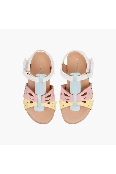 Flora Bella by Shoexpress Flora Bella Cutwork Detail Sandals with Hook and Loop Closure