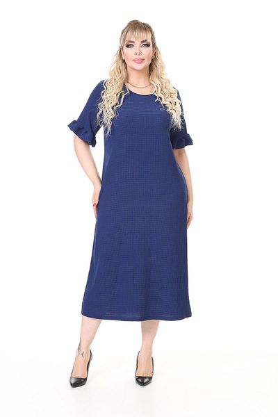 modayız Summer Short Sleeve Stretchy Plus Size Navy Dress 16D-2659