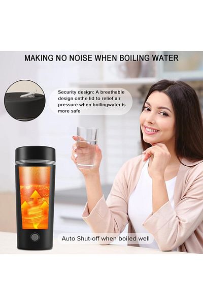 COOYA Travel Electric Kettle, 350ml Small Portable Kettle Automatic Shut, One Cup Hot Water Maker, Black