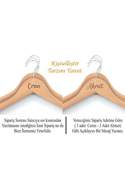 woodretro Ahşap Askı 6 Adet Isme Özel