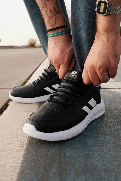 Walky - Jaws Black - White Ultra Light Comfortable Flexible Men's Casual Sports Sneaker Shoes
