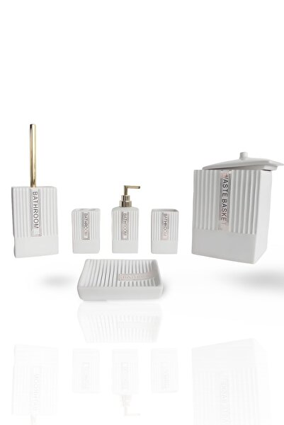 MadaMelya Seramik Gövdeli Şık Tasarım Tempo Banyo Seti TR-4312 Beyaz